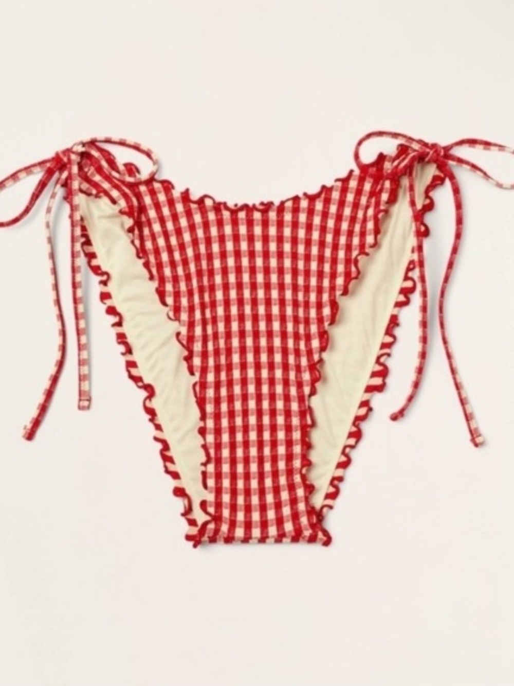 Parke  Lettuce Edge Bikini Bottom in red gingham check - Picture 2 of 3